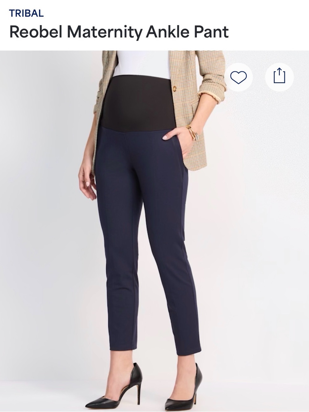 Tribal Navy Ankle Pants with Black Waist Panel - Picture 3 of 7